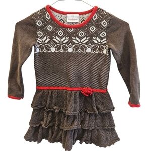 Hanna Andersson Little Girls Fair Isle Christmas Sweater Dress